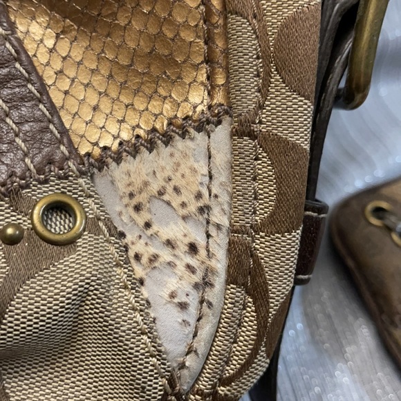 GUC Coach Brown and Gold Patchwork Purse - Picture 5 of 12